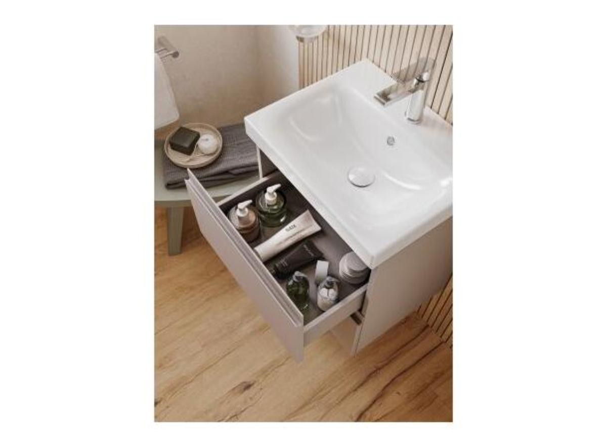 Komplett møbelpakke til baderom 60 cm – kasjmir med 60 × 60 cm LED-speil